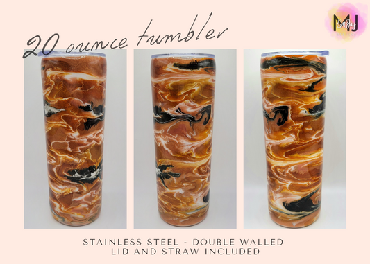 20 Ounce Skinny Epoxy Tumbler - Brown Swirl