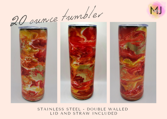 20 Ounce Skinny Epoxy Tumbler - Golden Fire