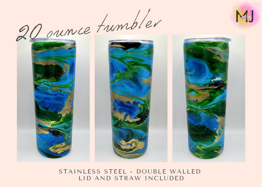 20 Ounce Skinny Epoxy Tumbler - Golden Earth