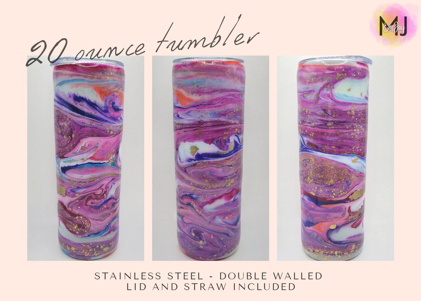 20 Ounce Skinny Epoxy Tumbler - Galactic Swirl