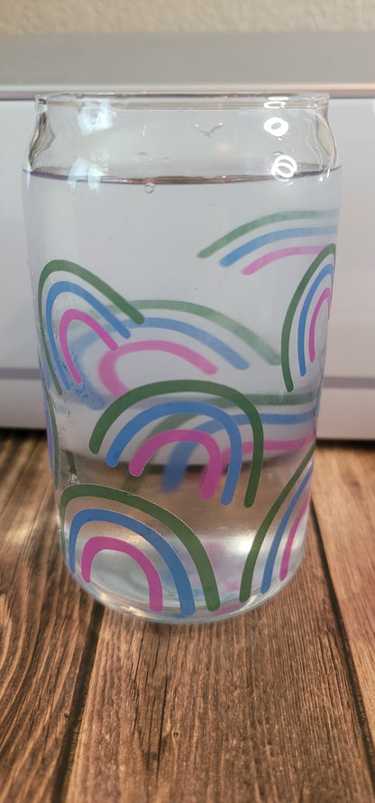 16 ounce Libbey Glass Can - Rainbows (color changing)