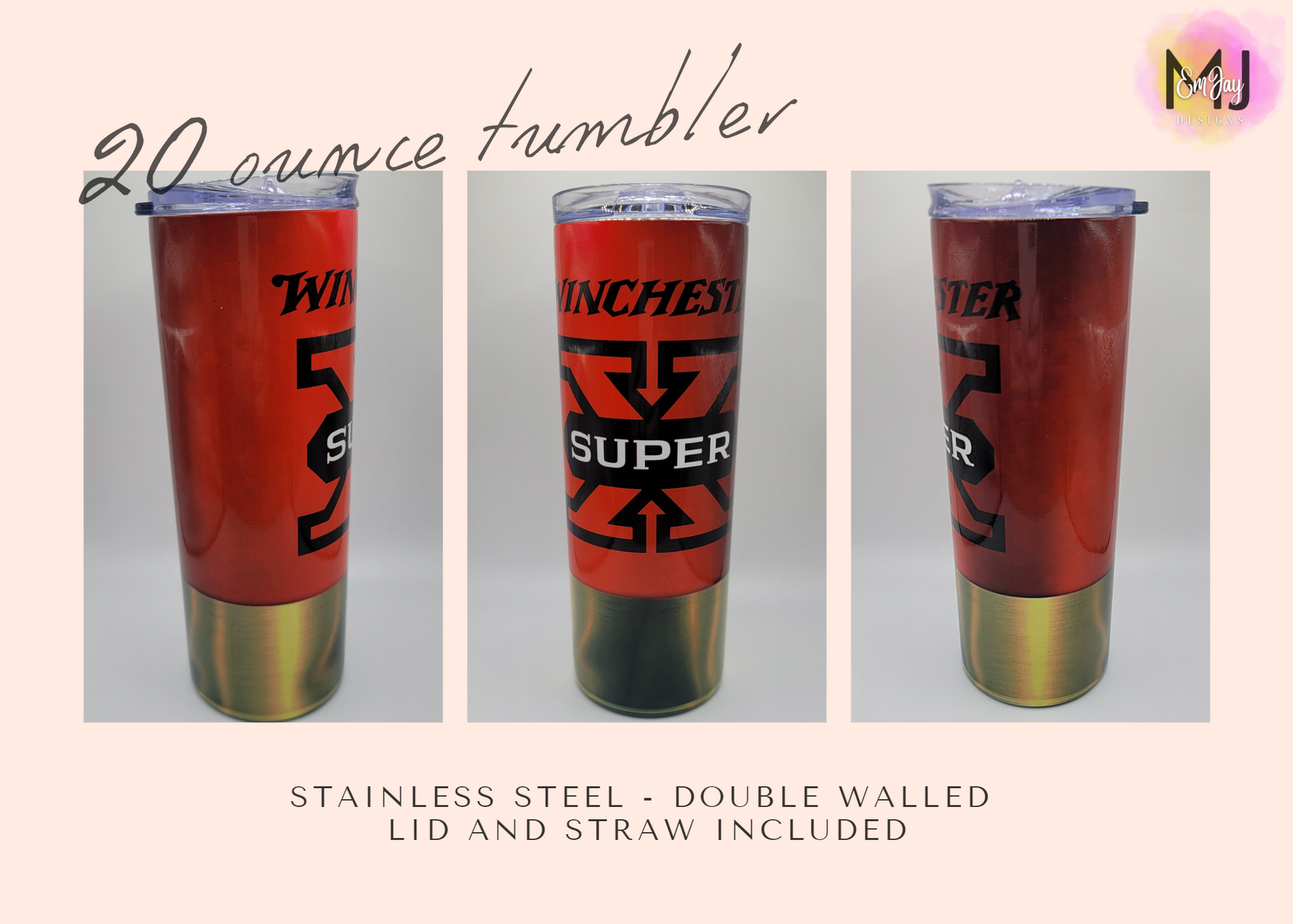 25oz shotgun shell tumbler double walled